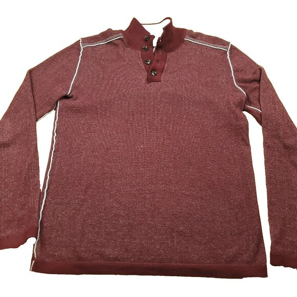 Sundance Mens M Quarter 1/4 Zip Pullover Sweater Dark Red Long Sleeve